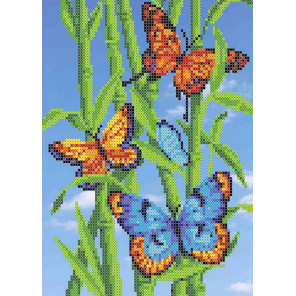  Бабочки и на бамбуке Набор для вышивки бисером Каролинка КББН(Ч) 4007
