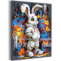 Стильный кролик и граффити Животные Заяц Город Яркая Мультики Детская Для детей Для подростков 80х100 Раскраска картина по номерам на холсте