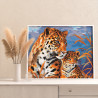  Леопард с малышом Животные Хищники Мама Ребенок Интерьерная Раскраска картина по номерам на холсте AAAA-NK743