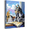  Кот с книгой у окна Животные Кошки Котики Котята Мультфильмы Мем Осень 100х125 Раскраска картина по номерам на холсте AAAA-QR14