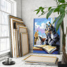 4 Кот с книгой у окна Животные Кошки Котики Котята Мультфильмы Мем Осень 80х100 Раскраска картина по номерам на холсте