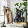 4 Черный кот с бокалом вина Животные Котик Кошка Желтые глаза Натюрморт Для кухни Мем Бегемот 80х100 Раскраска картина по номера
