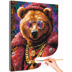 1 Портрет стильного медведя в очках Животные Медвежонок Медведица Фильмы Герои Для подростков Мем Раскраска картина по номерам н
