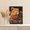 4 Портрет львицы с маками Животные Хищники Лев Львенок Цветы Раскраска картина по номерам на холсте