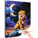 Львенок в звездную ночь Животные Лев Король Луна Природа Фэнтези Раскраска картина по номерам на холсте