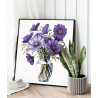 2 Фиолетовая космея в вазе Цветы Натюрморт Букет Интерьерная 80х80 Раскраска картина по номерам на холсте