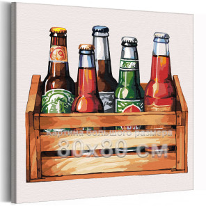 Пиво для друзей Еда Натюрморт Для кухни Интерьерная Для мужчин 80х80 Раскраска картина по номерам на холсте