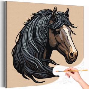 1 Серая лошадь Животные Конь Для детей Детская Для девочек Для мальчика Раскраска картина по номерам на холсте