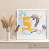5 Радужный единорог с цифрой пять Коллекция Сute unicorn Праздник Для девочек Детские Для детей Небо 80х80 Раскраска картина по 