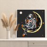 3 Космонавт на месяце с чашкой Космос Люди Кофе Раскраска картина по номерам на холсте