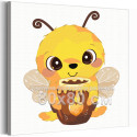 Пчела с горшочком меда Коллекция Cute animals Животные Для детей Детские Для девочек Для мальчиков Еда 80х80 Раскраска картина по номерам на холсте