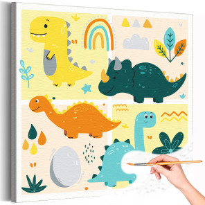 1 Мир динозавров Животные Для детей Детские Для девочек Для мальчиков Для малышей Раскраска картина по номерам на холсте