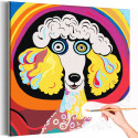 Портрет белого пуделя Животные Собака Абстракция Для детей Детская Радужная Яркая Раскраска картина по номерам на холсте