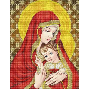  Богородица с младенцем в золоте Канва с рисунком для вышивки бисером Благовест ААМА-303