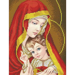  Богородица с младенцем в золоте Канва с рисунком для вышивки бисером Благовест ААМА-403