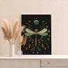 4 Стрекоза с цветами Звездная ночь Для триптиха Луна Ботаника Интерьерная Раскраска картина по номерам на холсте
