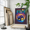 3 Слон в Африке на закате Природа Животные Пейзаж Неоновая 80х100 Раскраска картина по номерам на холсте