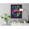 5 Слон в Африке на закате Природа Животные Пейзаж Неоновая 80х100 Раскраска картина по номерам на холсте