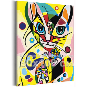 Абстрактный кот Коллекция авангард Животные Котики Кошки Яркая Стильная Интерьерная 80х100 Раскраска картина по номерам на холст