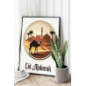 2 Ид мубарак плакат Мечеть Праздник Ислам Восток Религия Верблюд 80х100 Раскраска картина по номерам на холсте