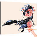 Скорпион с розами Животные Цветы Стильная Интерьерная Раскраска картина по номерам на холсте