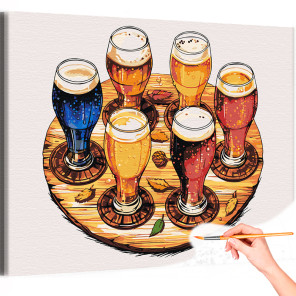 1 Пиво для любимых друзей Еда Натюрморт Для кухни Интерьерная Для мужчин Раскраска картина по номерам на холсте