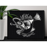 3 Рыба удильщик Животные Черно белая Стильная Интерьерная 80х100 Раскраска картина по номерам на холсте