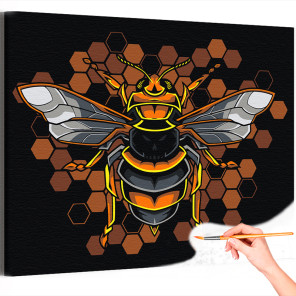 1 Пчела на сотах Животные Насекомые Интерьерная Раскраска картина по номерам на холсте