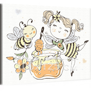 Фея с пчелкой и медом Девочка Для детей Детские Для девочек 100х125 Раскраска картина по номерам на холсте
