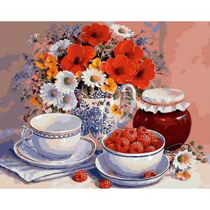 Летнее чаепитие в рамке Раскраска картина по номерам акриловыми красками на холсте Menglei