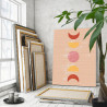 4 Розовая луна Абстракция Интерьерная Триптих Минимализм Для кухни Маленькая 60х80 Раскраска картина по номерам на холсте