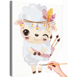 1 Подмигивающая овечка Коллекция Сute indians Животные Для детей Детские Для малышей Для девочек Для мальчиков Раскраска картина