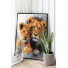 2 Лев и львенок Животные Хищник Семья Малыш Король Стильная 100х125 Раскраска картина по номерам на холсте
