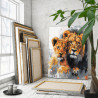 3 Лев и львенок Животные Хищник Семья Малыш Король Стильная 100х125 Раскраска картина по номерам на холсте