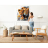 5 Лев и львенок Животные Хищник Семья Малыш Король Стильная 100х125 Раскраска картина по номерам на холсте