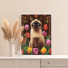 4 Портрет сиамского кота с тюльпанами Животные Котики Кошки Цветы Голубые глаза Раскраска картина по номерам на холсте