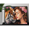 2 Портрет девушки с цветами и тигра Животные Люди Тотем Принцессы Фэнтези Раскраска картина по номерам на холсте
