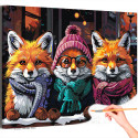 Три стильных лисы Животные Лисичка Лисенок Пара Друзья Мем Яркая Осень Раскраска картина по номерам на холсте