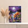 4 Лиса на пруду с ирисами Животные Лисичка Рыжая Пейзаж Природа Цветы Лунная ночь Яркая Раскраска картина по номерам на холсте