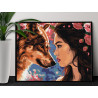 2 Портрет девушки с цветами и волка Животные Люди Тотем Принцессы Фэнтези 100х125 Раскраска картина по номерам на холсте