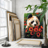 3 Портрет панды с маками Животные Медведь Цветы Букет Яркая 100х125 Раскраска картина по номерам на холсте