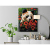 7 Портрет панды с маками Животные Медведь Цветы Букет Яркая 100х125 Раскраска картина по номерам на холсте