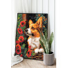 2 Любимый корги с маками Животные Собаки Щенок Цветы 80х100 Раскраска картина по номерам на холсте