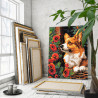 3 Любимый корги с маками Животные Собаки Щенок Цветы 80х100 Раскраска картина по номерам на холсте