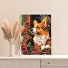 4 Любимый корги с маками Животные Собаки Щенок Цветы 80х100 Раскраска картина по номерам на холсте
