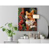 6 Любимый корги с маками Животные Собаки Щенок Цветы 80х100 Раскраска картина по номерам на холсте