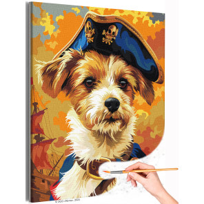  Капитан Джек Рассел Животные Собака Терьер Пират Морская Корабль Раскраска картина по номерам на холсте AAAA-NK756