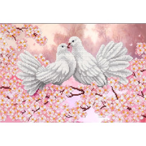  Любовь и голуби Канва с рисунком для вышивки бисером Благовест К-3003