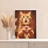  Рыжий кот с пончиком Животные Кошки Котики Котята Мем Еда Кухня Смешная Раскраска картина по номерам на холсте AAAA-ST0090