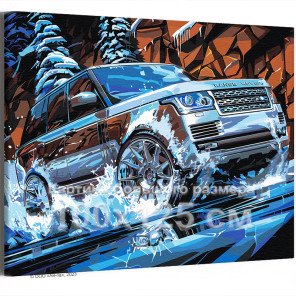 Рендж Ровер на льду Машина Автомобиль Range Rover Стильная Для мужчин Зима 100х125 Раскраска картина по номерам на холсте